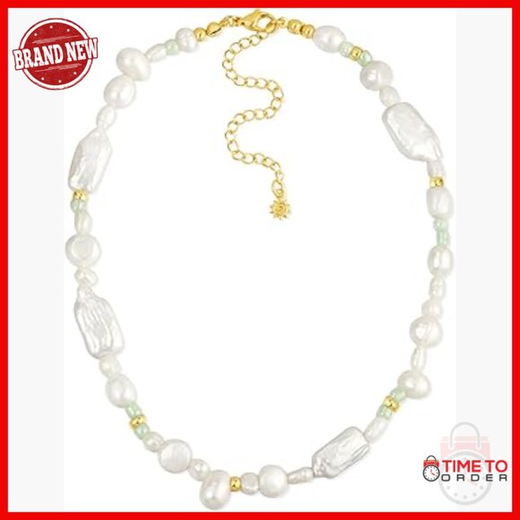 18K Gold Plated Pearl Choker Necklace 16